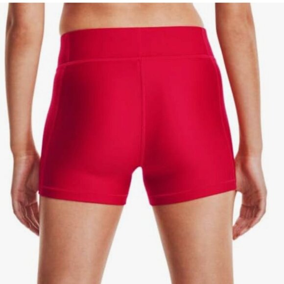 NWT Under Armour Women's HeatGear Mid Rise Shorty, red, XL - Picture 3 of 9